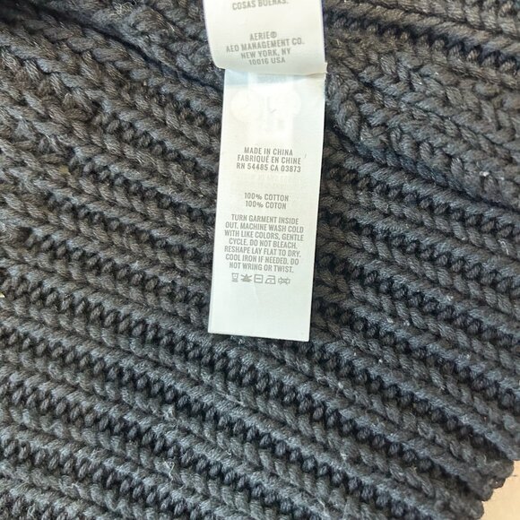 NWOT Aerie Black Double Zip Cardigan Sweater Chunky Knit Size XS 100% Cotton - Picture 8 of 8